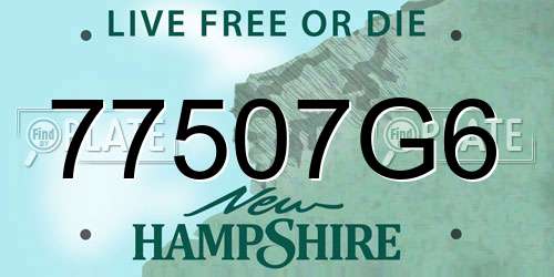 77507G6 New Hampshire License Plate