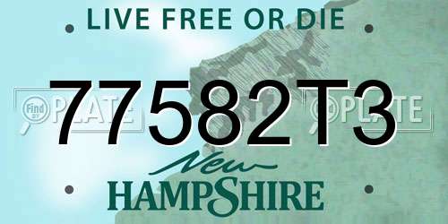 77582T3 New Hampshire License Plate