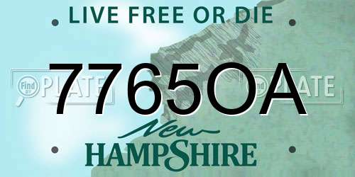 7765OA New Hampshire License Plate
