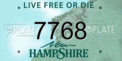 7768 New Hampshire License Plate