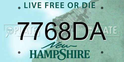 7768DA New Hampshire License Plate