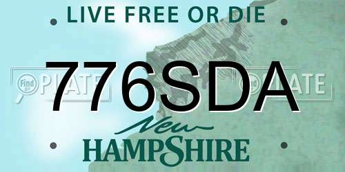 776SDA New Hampshire License Plate