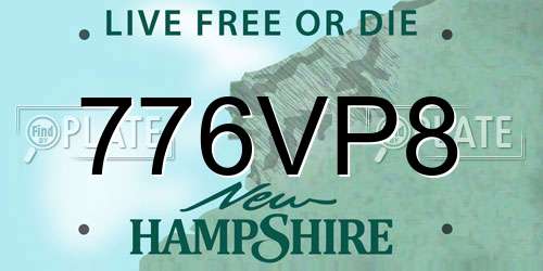 776VP8 New Hampshire License Plate