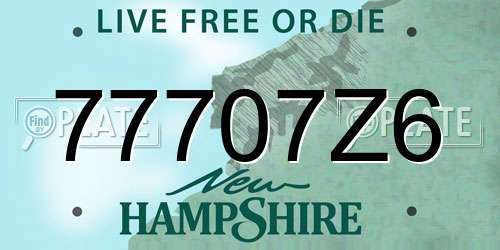 77707Z6 New Hampshire License Plate