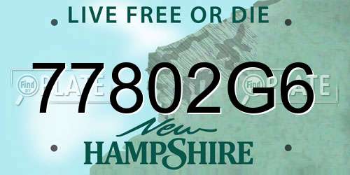 77802G6 New Hampshire License Plate