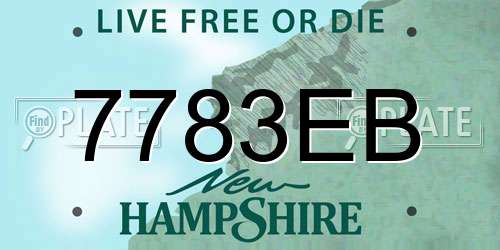 7783EB New Hampshire License Plate