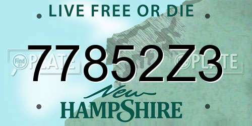 77852Z3 New Hampshire License Plate