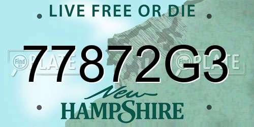 77872G3 New Hampshire License Plate