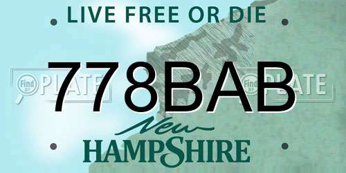 778BAB New Hampshire License Plate