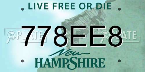 778EE8 New Hampshire License Plate