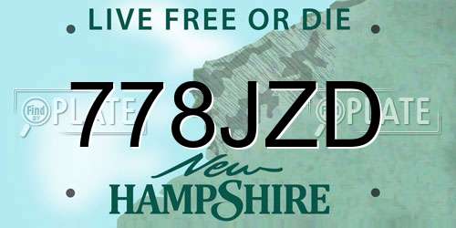 778JZD New Hampshire License Plate