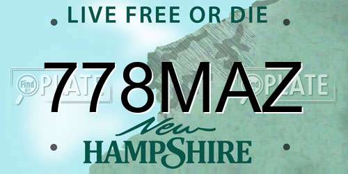 778MAZ New Hampshire License Plate