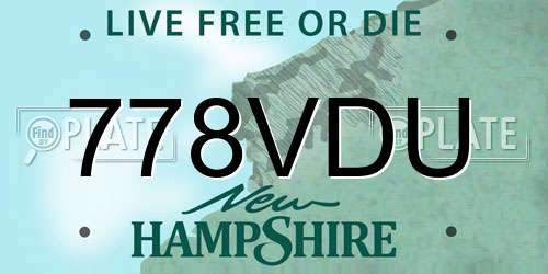 778VDU New Hampshire License Plate
