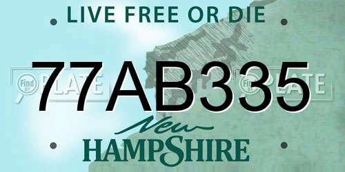 77AB335 New Hampshire License Plate