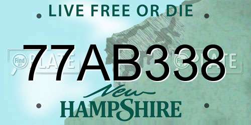 77AB338 New Hampshire License Plate