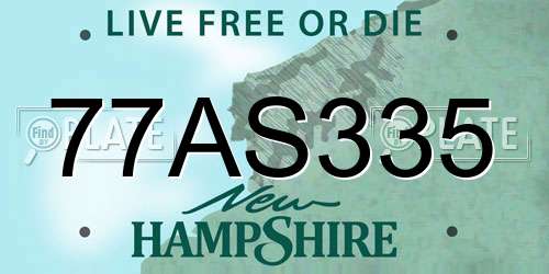 77AS335 New Hampshire License Plate