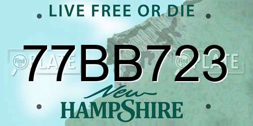 77BB723 New Hampshire License Plate