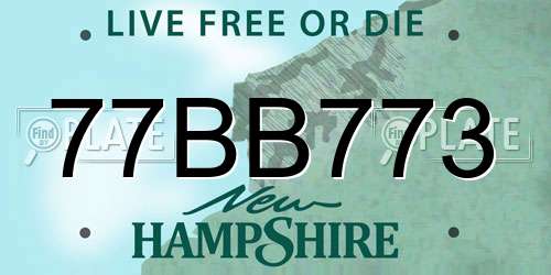77BB773 New Hampshire License Plate