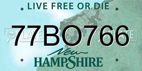 77BO766 New Hampshire License Plate
