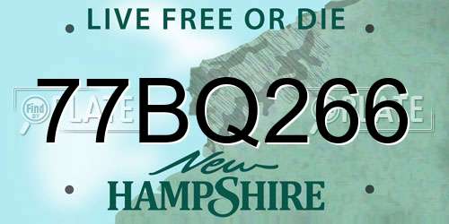 77BQ266 New Hampshire License Plate
