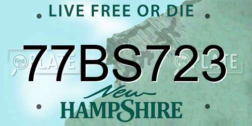 77BS723 New Hampshire License Plate