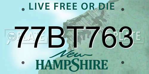 77BT763 New Hampshire License Plate