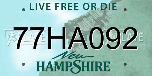 77HA092 New Hampshire License Plate