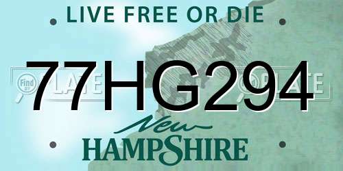 77HG294 New Hampshire License Plate