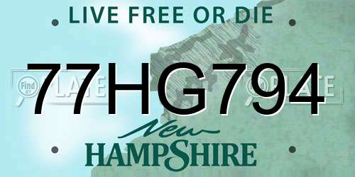 77HG794 New Hampshire License Plate