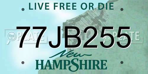 77JB255 New Hampshire License Plate