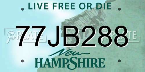 77JB288 New Hampshire License Plate