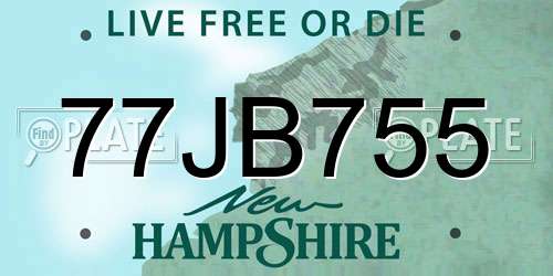 77JB755 New Hampshire License Plate