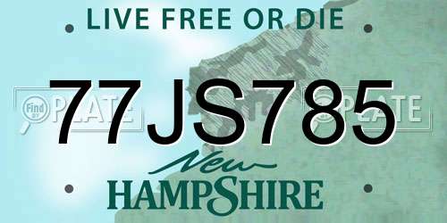 77JS785 New Hampshire License Plate