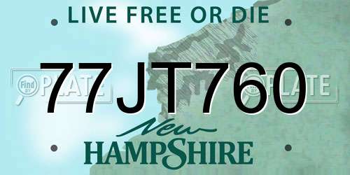 77JT760 New Hampshire License Plate