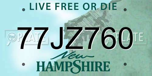77JZ760 New Hampshire License Plate