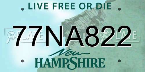 77NA822 New Hampshire License Plate