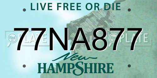 77NA877 New Hampshire License Plate