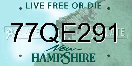 77QE291 New Hampshire License Plate