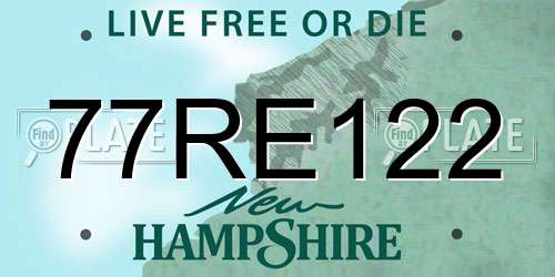 77RE122 New Hampshire License Plate