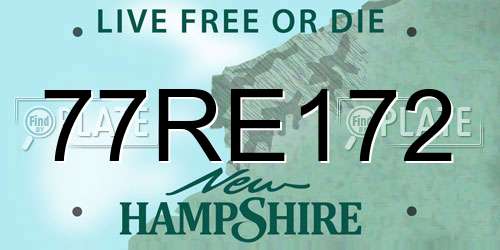 77RE172 New Hampshire License Plate