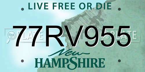 77RV955 New Hampshire License Plate