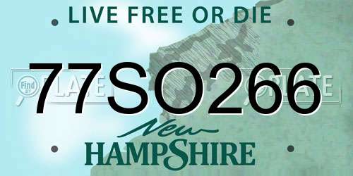 77SO266 New Hampshire License Plate