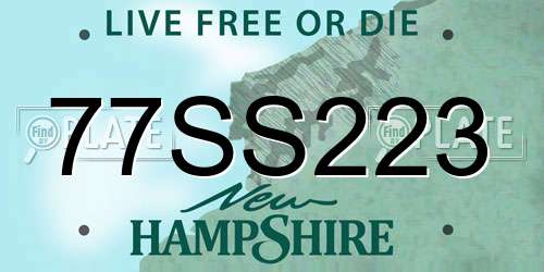 77SS223 New Hampshire License Plate