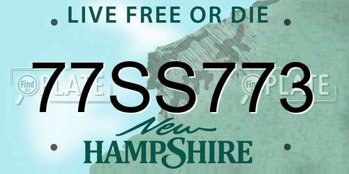 77SS773 New Hampshire License Plate