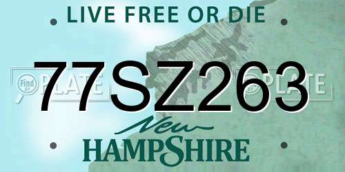 77SZ263 New Hampshire License Plate