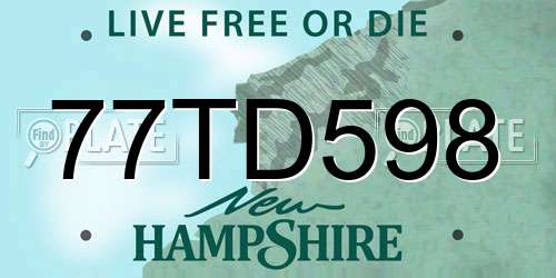 77TD598 New Hampshire License Plate
