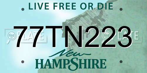 77TN223 New Hampshire License Plate