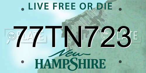 77TN723 New Hampshire License Plate