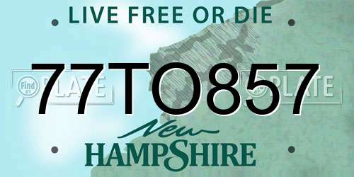 77TO857 New Hampshire License Plate