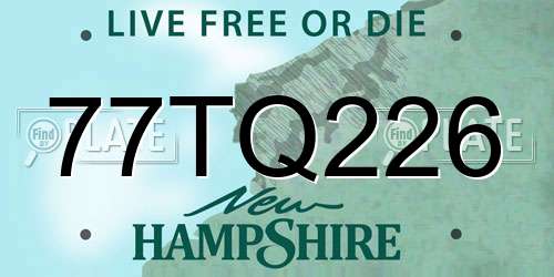 77TQ226 New Hampshire License Plate